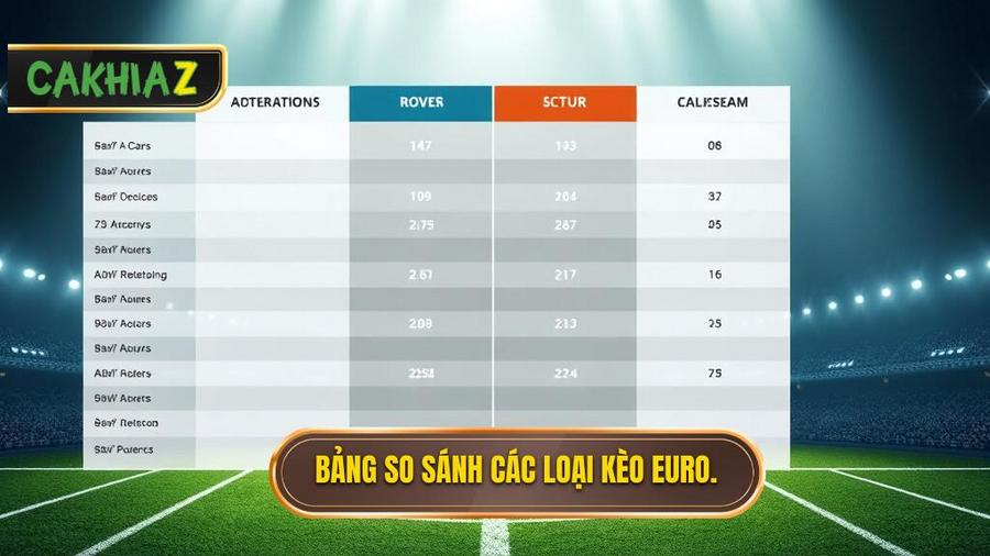 Bảng so sánh đặc điểm các loại kèo Euro